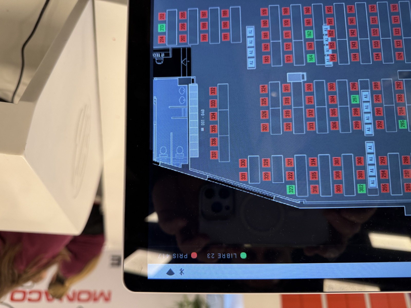 Live floor plan at the Monaco welcome desk